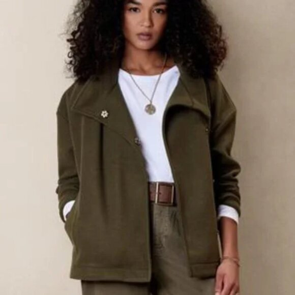 NWT BANANA REPUBLIC | Melton Moto Jacket Coat | Sz. M - Picture 1 of 8
